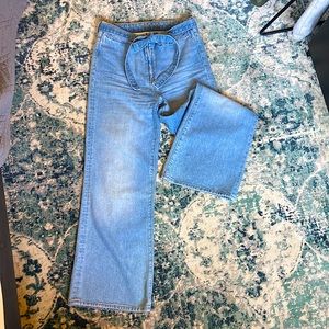 &Denim wide leg, tie closure jeans, size 28
